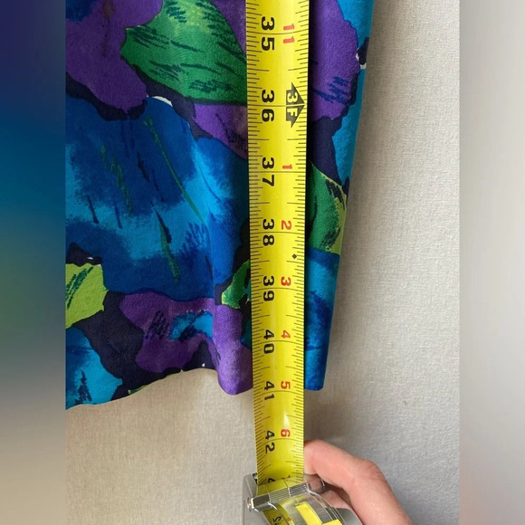 Diane Gilman 100%  Silk floral dress Sz 4 - Picture 11 of 12